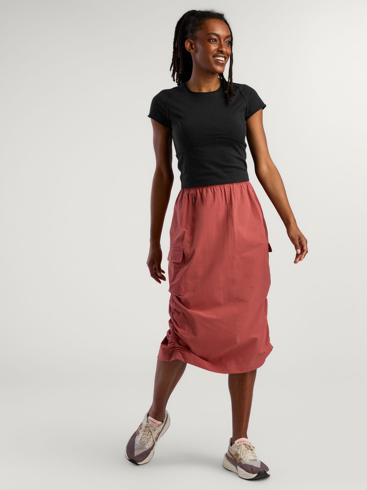 Coral Midi Cargo Skirt with Ruched Detail — Cargo Skirts