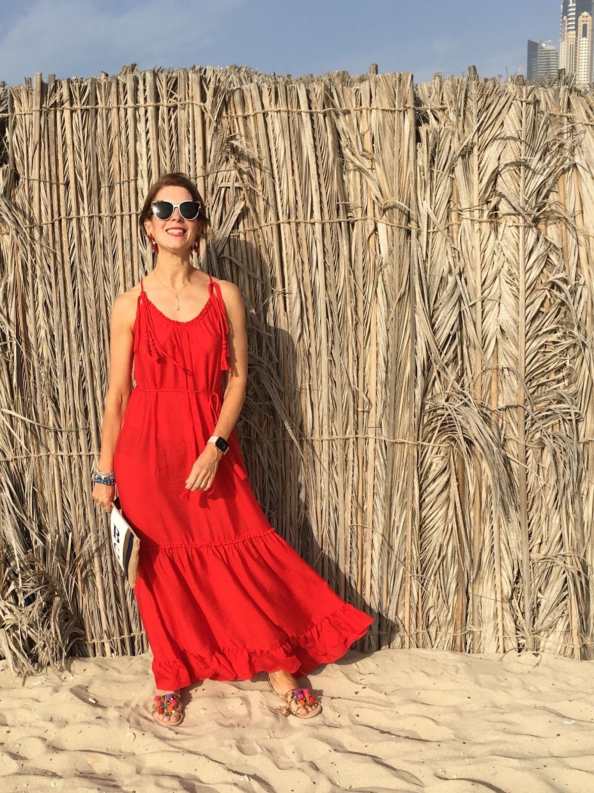 Beach Day Vibes: Red Tiered Maxi Dress Beach Day Vibes: Red Tiered Maxi Dress — Dubai Outfits