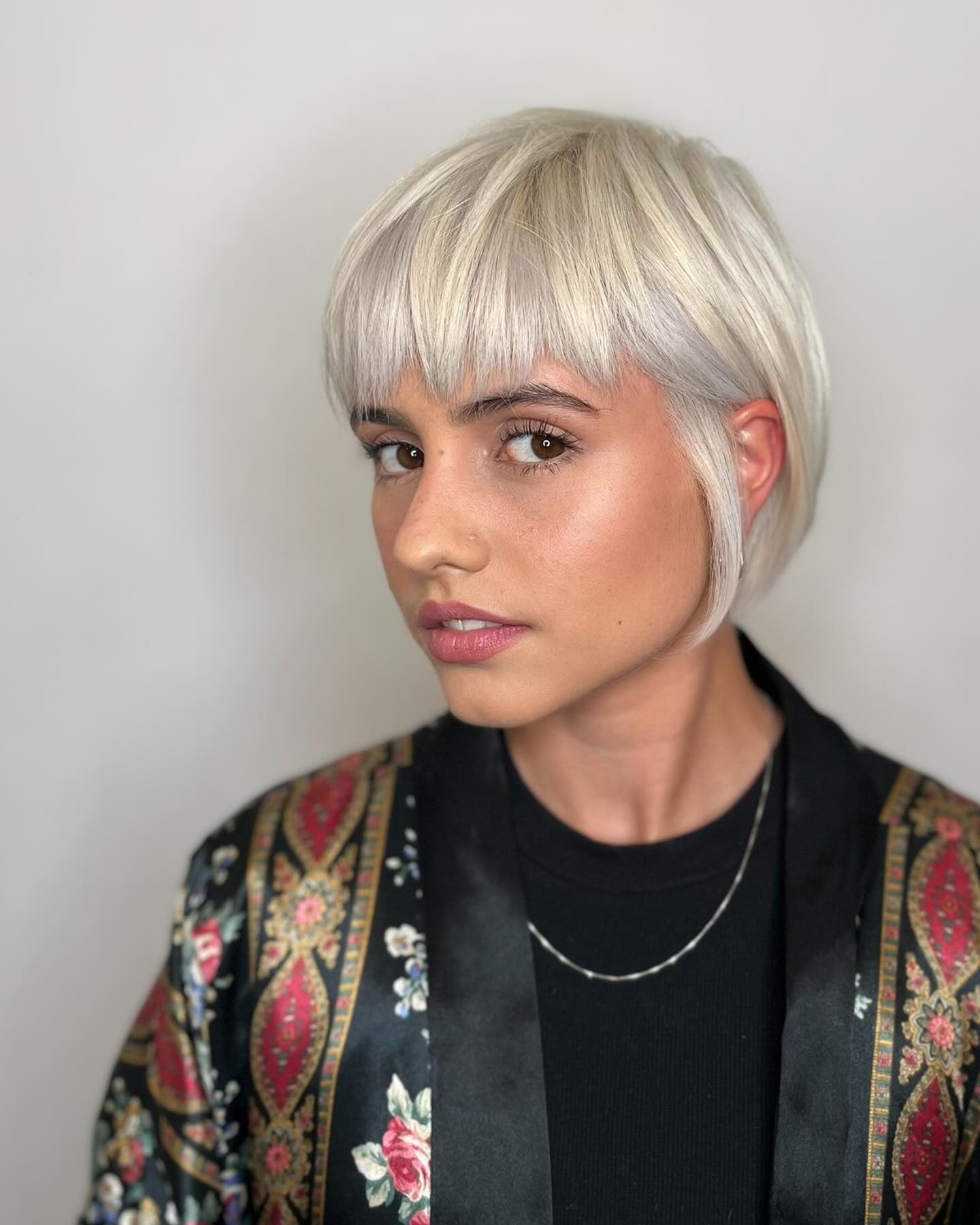 Ash Blonde Bob With Blunt Bangs Ash Blonde Bob With Blunt Bangs — Short Hair with Bangs
