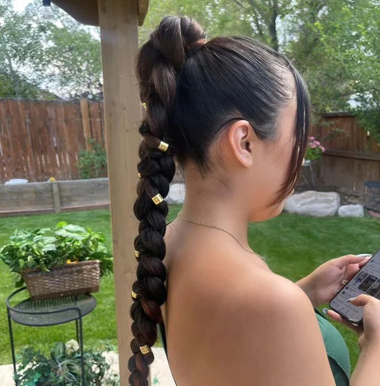 Braided Ponytail With Decorative Beads Braided Ponytail With Decorative Beads — Mexican Hairstyles