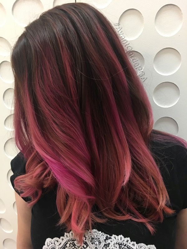 Dark Brown With Pink Magenta Ombre Dark Brown With Pink Magenta Ombre — Fun Hair Colors