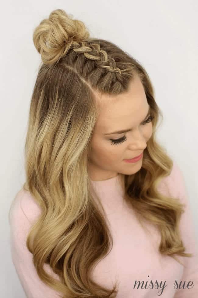 Dark Blonde Braided Top Knot — Blonde Braids