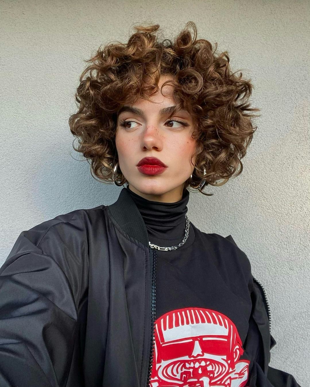 Tight Curls On Chin-Length Bob — Curly Bob
