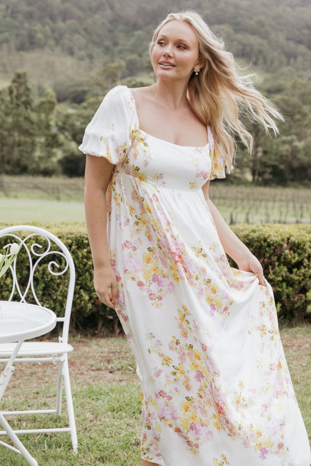 Pale Pink Sheer Chiffon Slip Dress with Floral Print — Floral Dresses