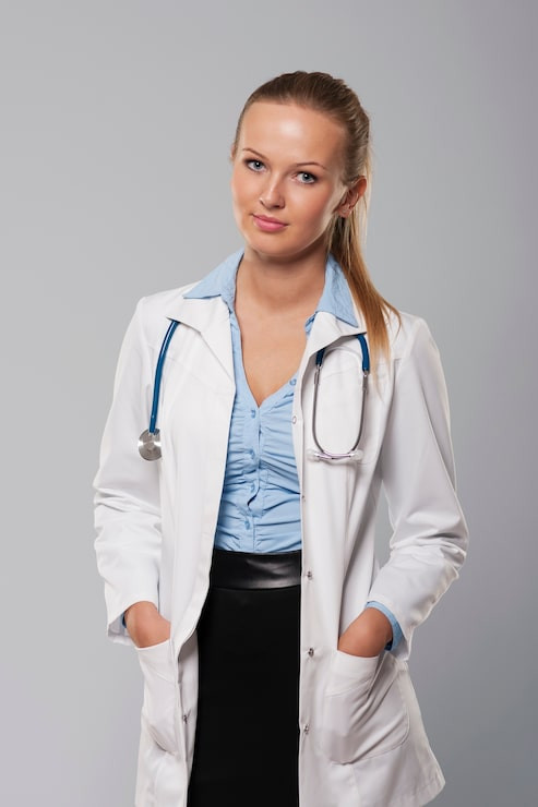 Doctor's Look with Lab Coat, Skirt, and Stethoscope Doctor's Look with Lab Coat, Skirt, and Stethoscope — Doctor Outfits Women