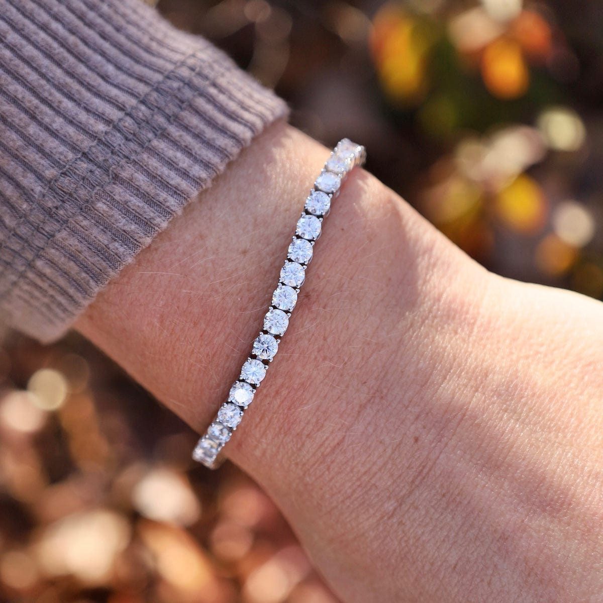 Single Silver Tennis Bracelet with Knitwear Single Silver Tennis Bracelet with Knitwear — Tennis Bracelets