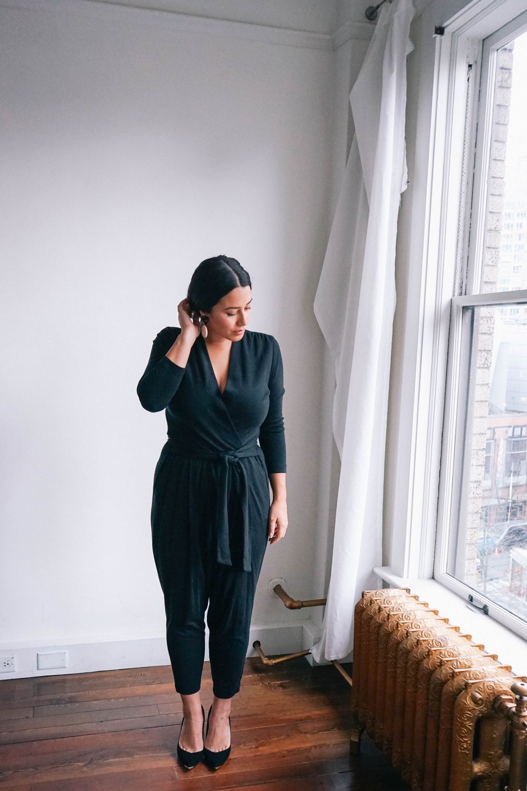 Elegant Black Wrap Jumpsuit for Evening — Vancouver Outfits