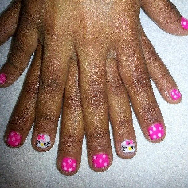 Playful Cartoon Stickers on Short Square — Nails for Little Girls