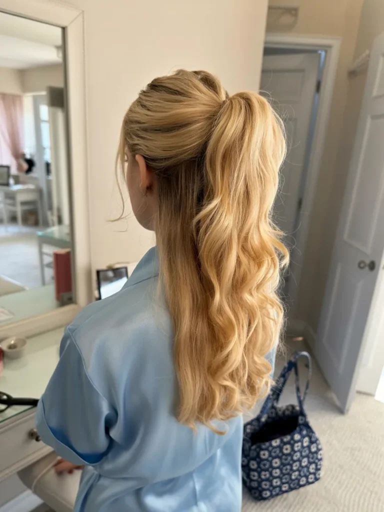 Half Up Ponytail Waves Visual Idea Half Up Ponytail Waves Visual Idea — Half Up Half Down Long Hair