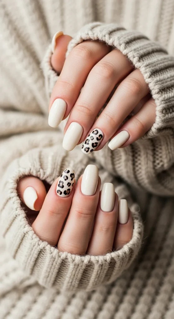 Cream Black And Beige Leopard Print Visual Idea — Animal Print Nails
