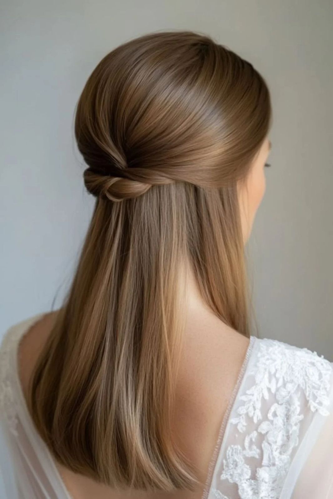 Light Brown Minimalist Knot Light Brown Minimalist Knot — Half Up Half Down Straight Hair
