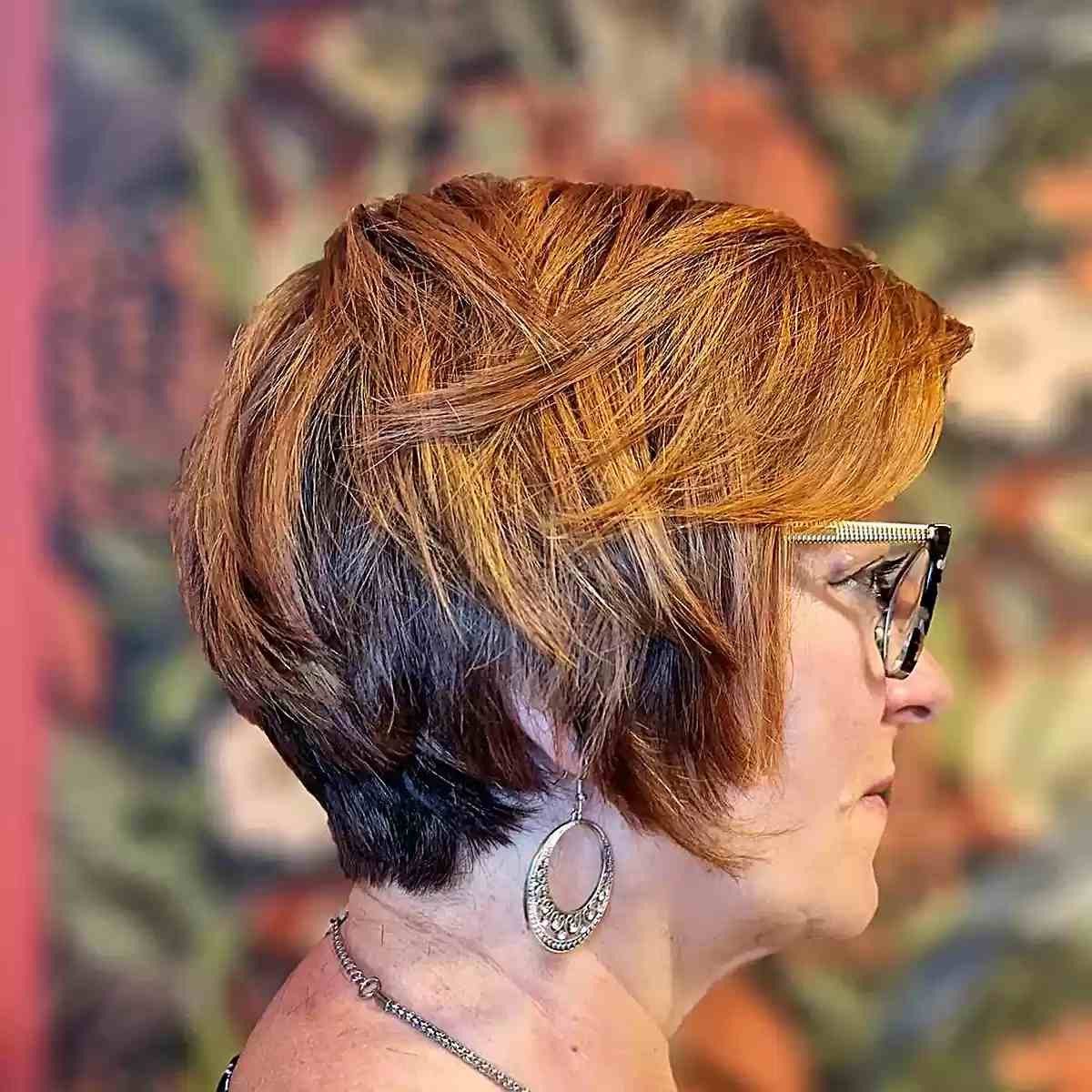 Ear Length Layered Cut With Side Bangs — Haircuts for Women Over 70 with Glasses