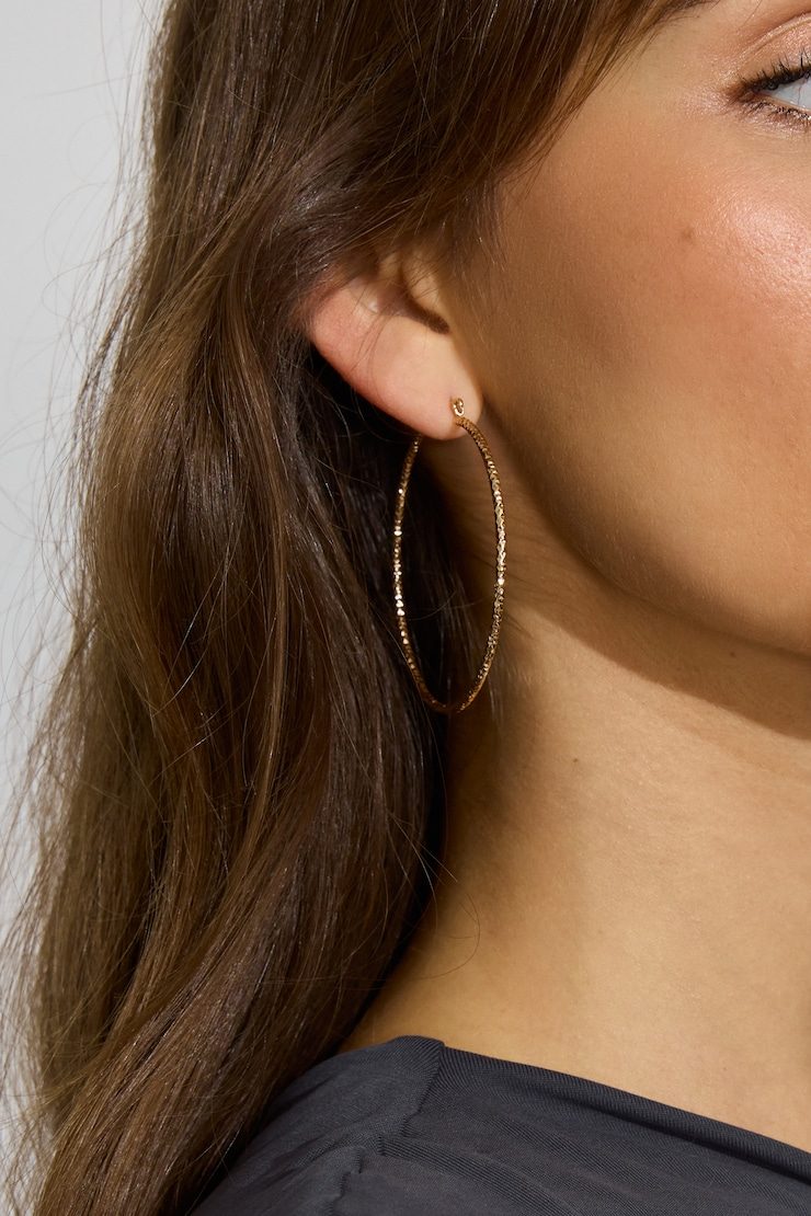 Large Textured Gold Hoops for Subtle Sparkle — Hoop Earrings