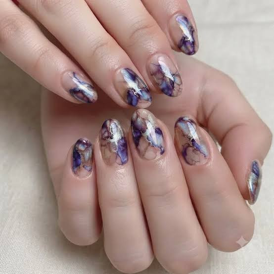 Glossy Visual Idea — Watercolor Nails