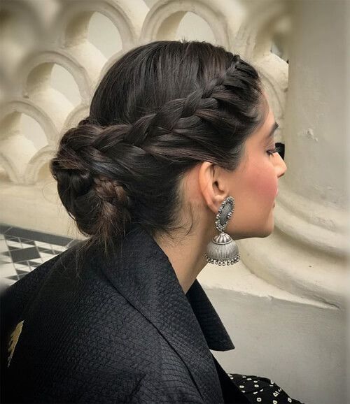Wavy Dark Brown Braided Updo — Travel Hairstyles