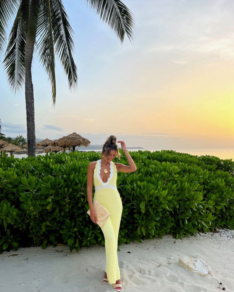 Vibrant Yellow Knitted Maxi Dress for Tropical Nights — Jamaica Outfits