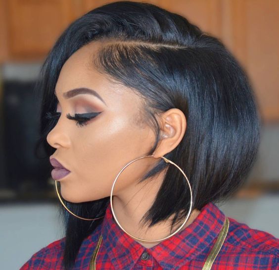 Black Asymmetrical Ear Length Bob — Bob Hairstyles for Black Women
