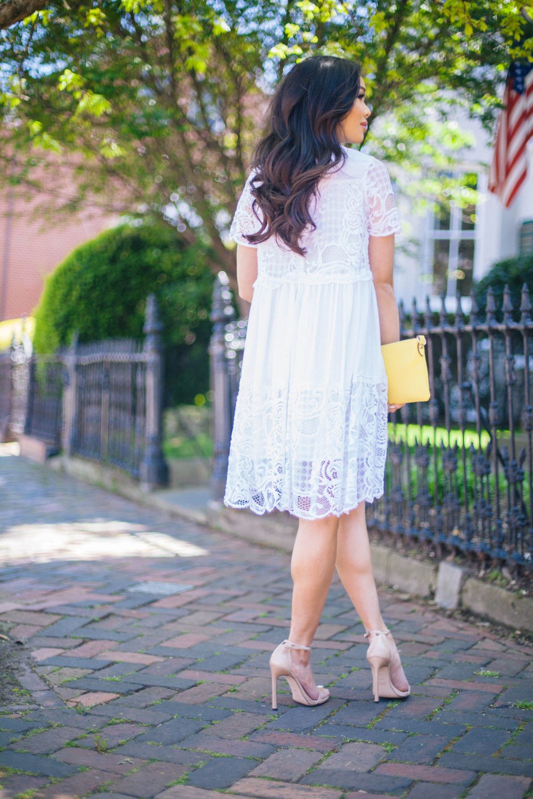 White Lace Dress: Collar Detail — Lace Dress Outfits