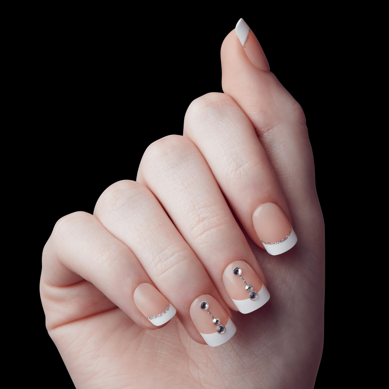 Rhinestone Accents On Accent Nail Visual Idea Rhinestone Accents On Accent Nail Visual Idea — Nails for Small Hands