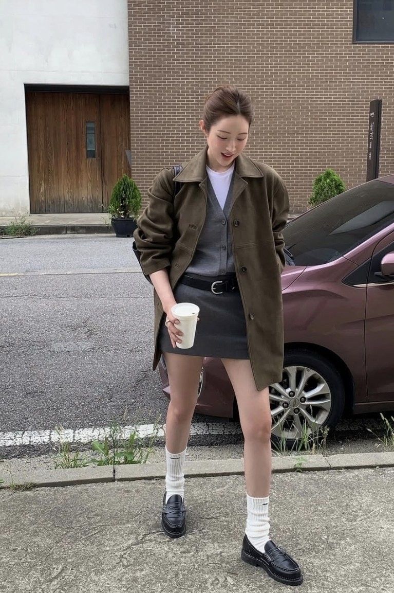 Chic City Exploration: The Oversized Coat and Mini Skirt Combo — Seoul Outfits