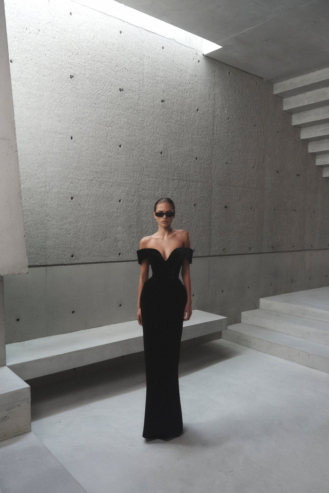 Off-the-Shoulder Gown with Structured Bodice — Black Tie Dresses