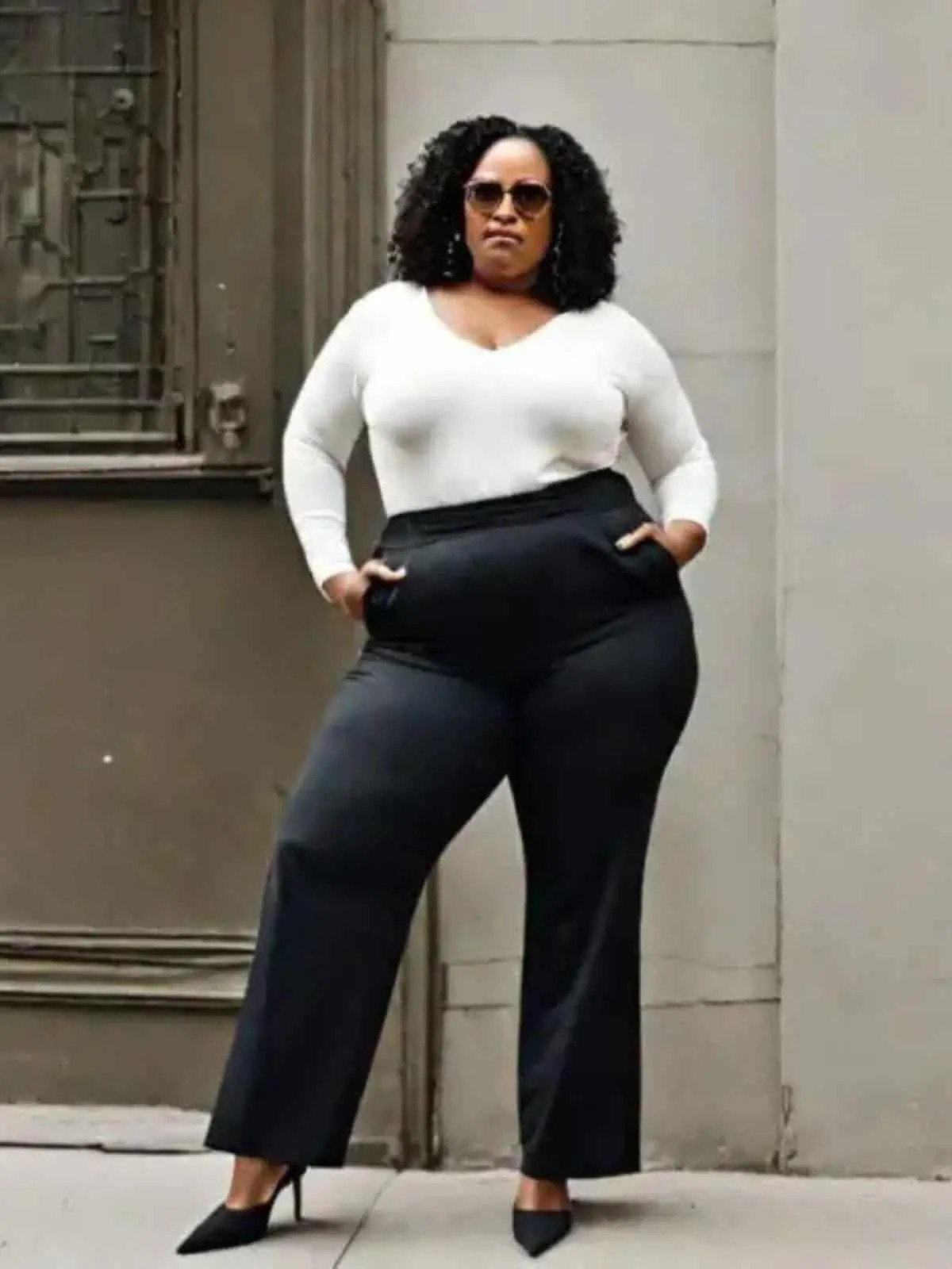 High-Waisted Trousers with a Fitted Top High-Waisted Trousers with a Fitted Top — Outfits for Big Hips
