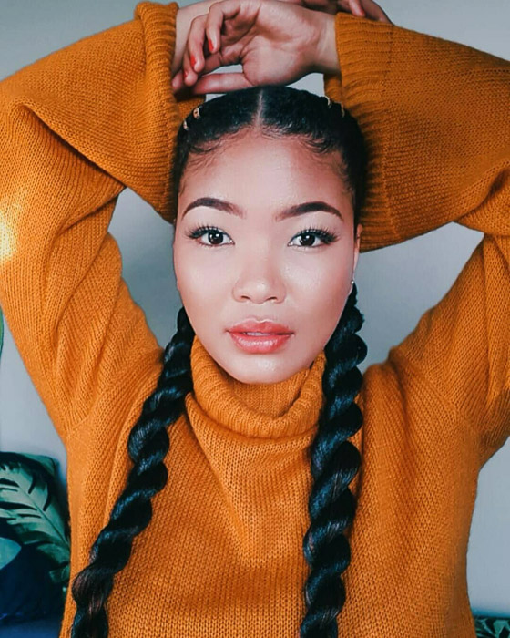Braided Buns From Coily Hair — Two Braids