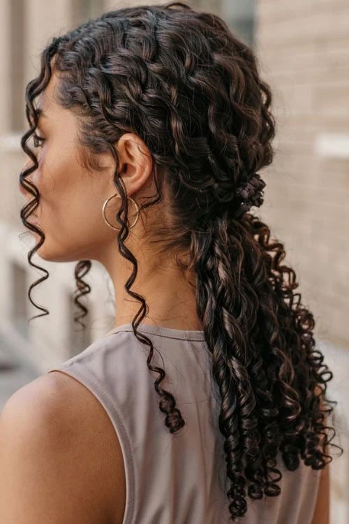 Side View Visual Idea — Half Up Half Down with Curls