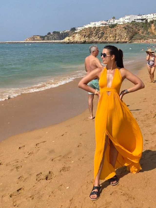 Vibrant Yellow Maxi Dress for Beach Vacations — Portugal Outfits