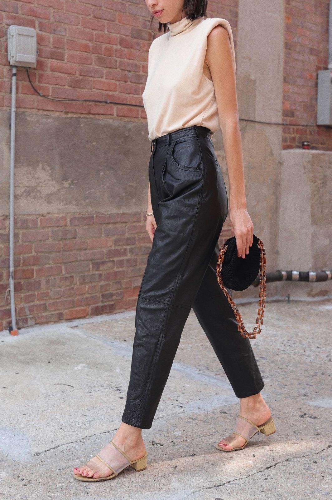 Striped Oversized Shirt and Mini Skirt with a Black Woven Tote Striped Oversized Shirt and Mini Skirt with a Black Woven Tote — Bottega Veneta Bag Outfits