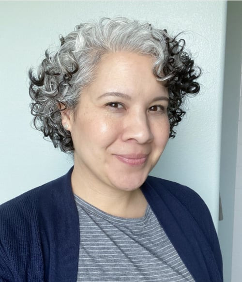 Short Layered Gray Fullness Short Layered Gray Fullness — Gray Curly Hair
