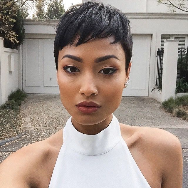 Dark Brown Visual Idea Dark Brown Visual Idea — Pixie with Bangs