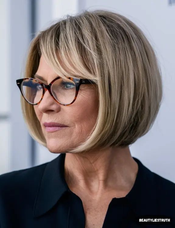 Blonde Bob With Smooth Blowout — Hairstyles with Glasses