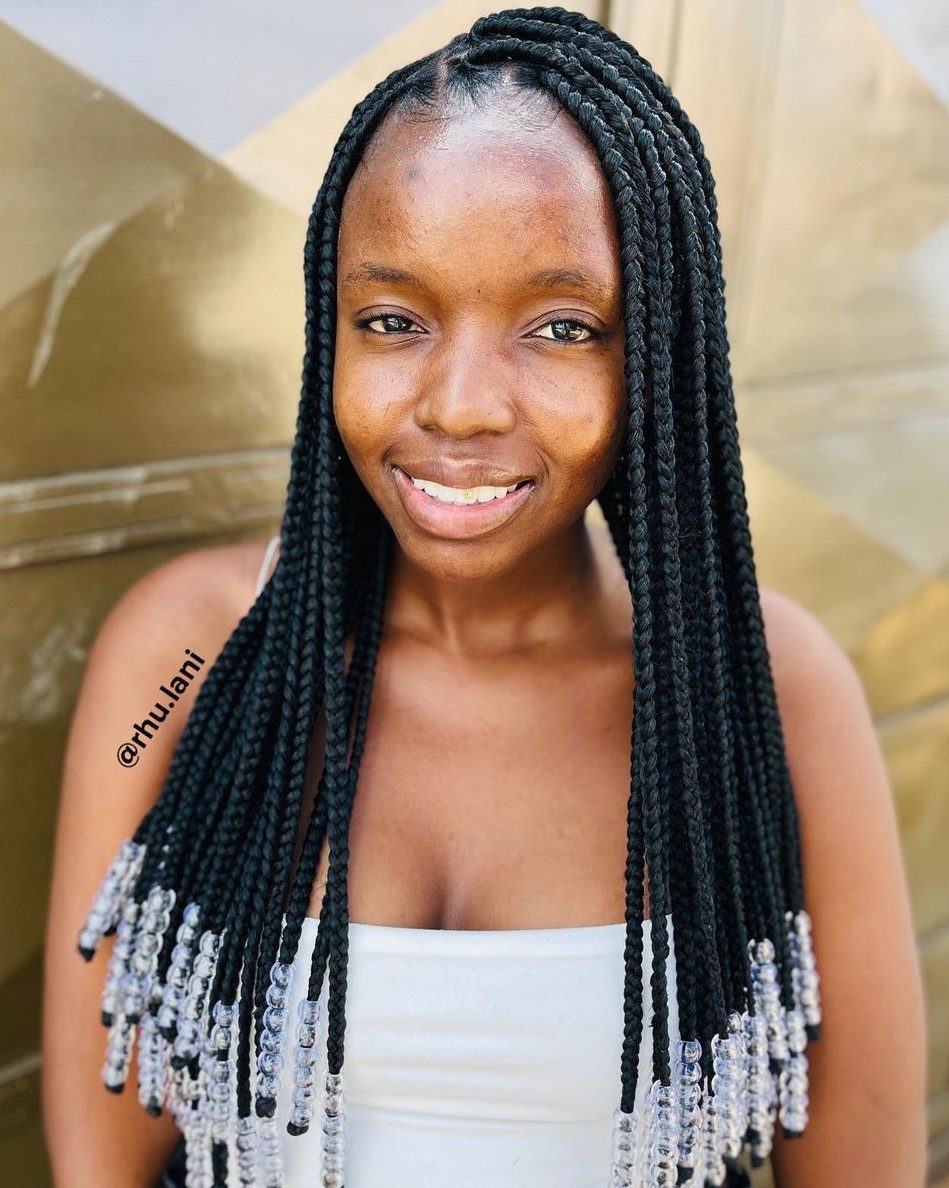 Box Braids with Clear Beads Box Braids with Clear Beads — Braids for Medium Hair