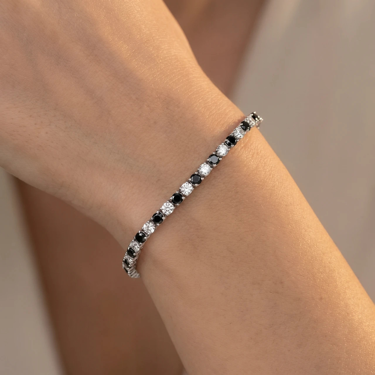 Chic Contrast: Black and White Diamond Tennis Bracelet Chic Contrast: Black and White Diamond Tennis Bracelet — Tennis Bracelets