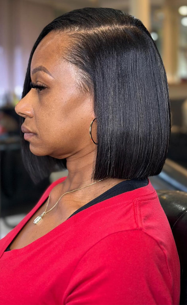 Black Sleek Blunt Chin Bob — Bob Hairstyles for Black Women