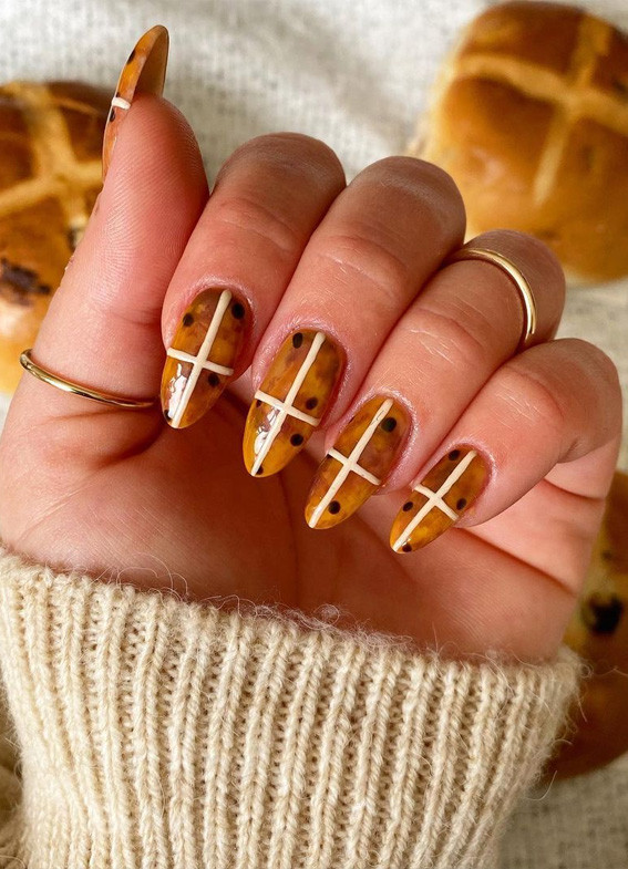 Hot Cross Bun Brown Medium Oval Nails Hot Cross Bun Brown Medium Oval Nails — Church Nails