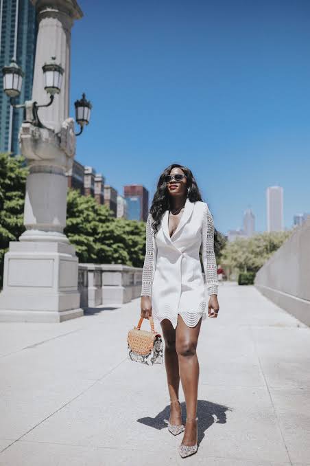 Elegant White Lace Blazer Dress for Formal Events — Blazer Outfits