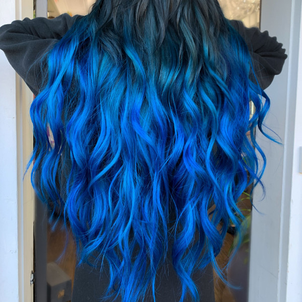 Visual Idea — Viewed From The Back Royal Blue Hair