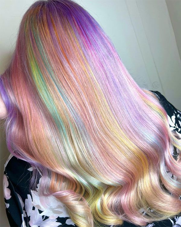 Long Layers Visual Idea Long Layers Visual Idea — Pastel Rainbow Hair