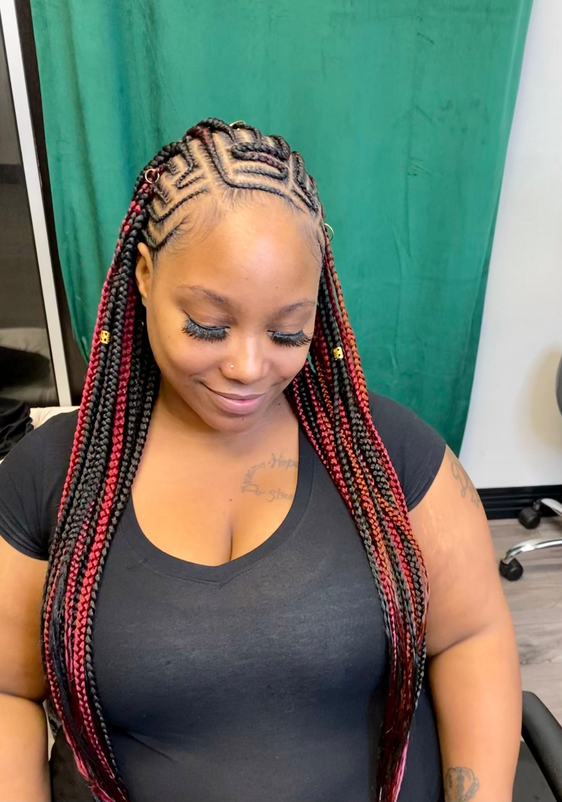 Tribal Braids with Red Accents Tribal Braids with Red Accents