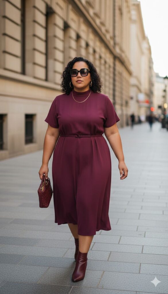 Belted Midi Dress to Accentuate the Waist Belted Midi Dress to Accentuate the Waist — Outfits for Apple Shape