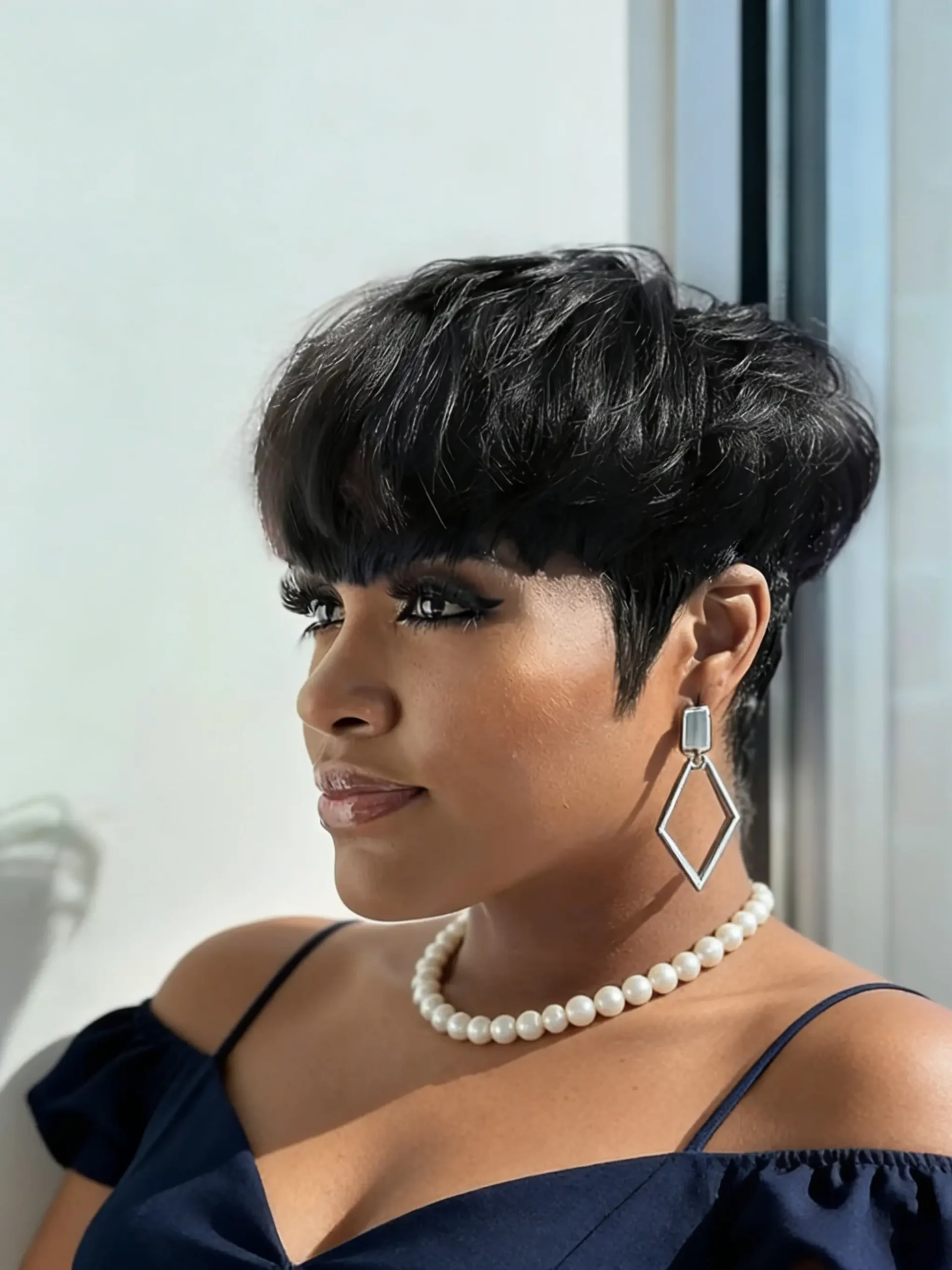 Textured Black Blowout Bob Textured Black Blowout Bob — Wig Hairstyles