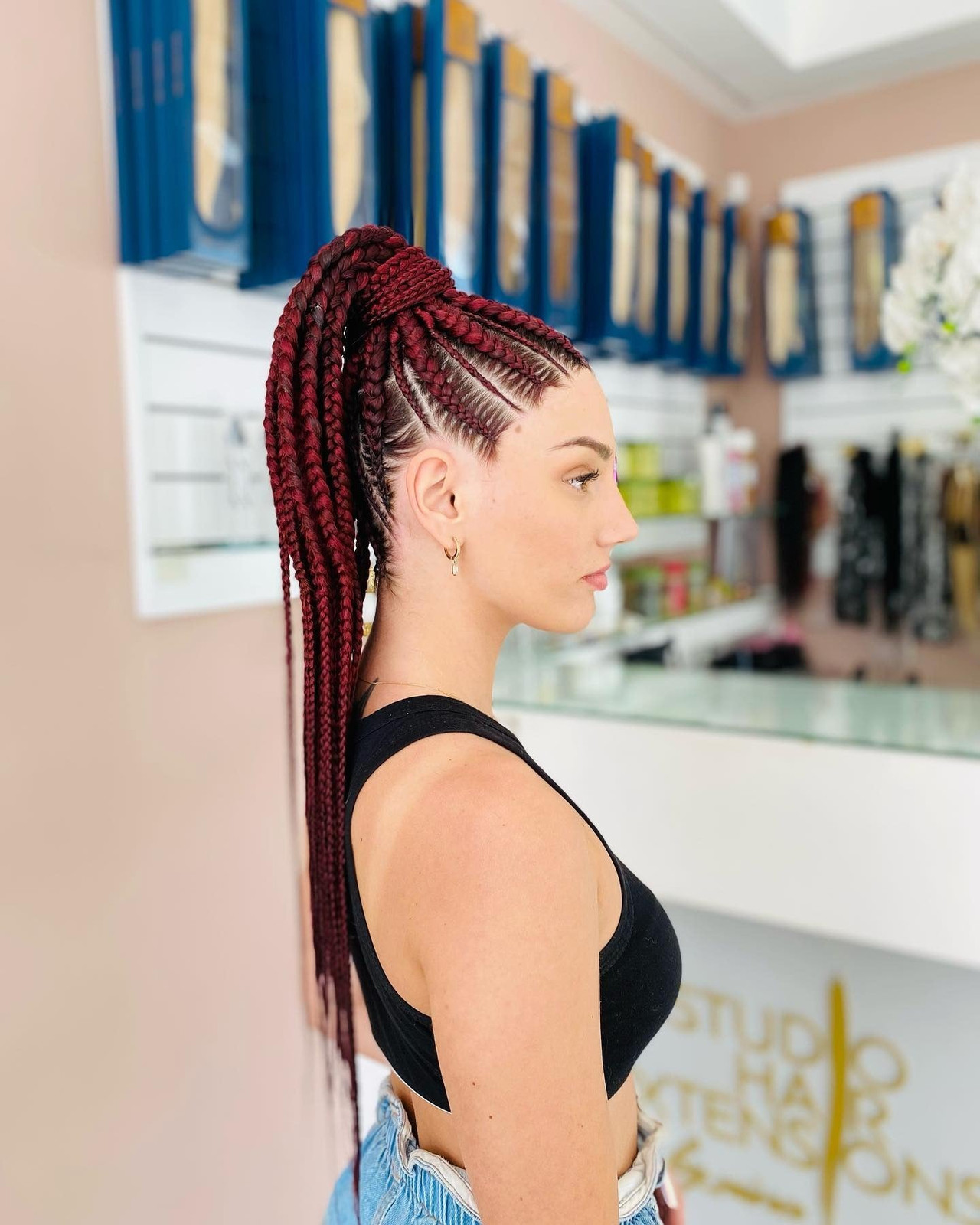 Sleek Cornrows With Long Braided Ponytail Sleek Cornrows With Long Braided Ponytail — Cornrow Ponytail