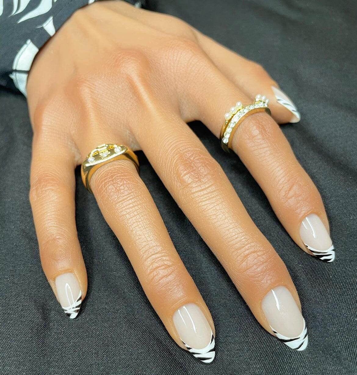 Chic Zebra French Tips on Square Nails — Zebra Nails