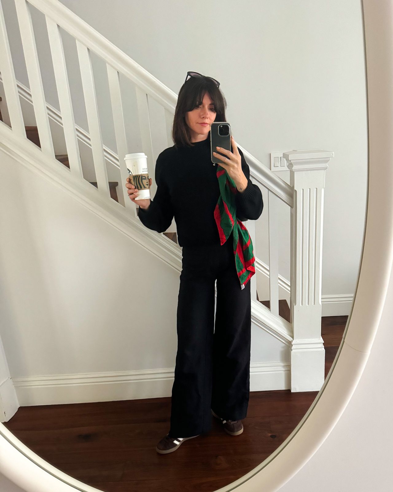 Monochromatic Black with a Pop of Color Scarf for Casual Comfort — San Francisco Outfits