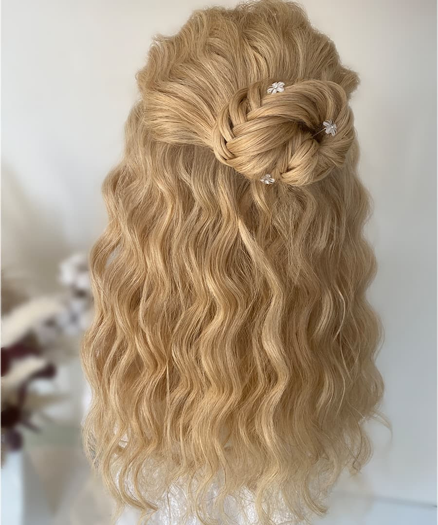 Layers Long Dark Brown Curly Half-Up Half-Down Layers Long Dark Brown Curly Half-Up Half-Down — Prom Hairstyles for Curly Hair
