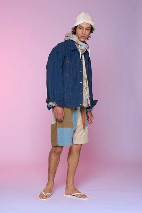Denim Jacket with Patchwork Shorts and Hoodie Denim Jacket with Patchwork Shorts and Hoodie — Utilitarian Outfits