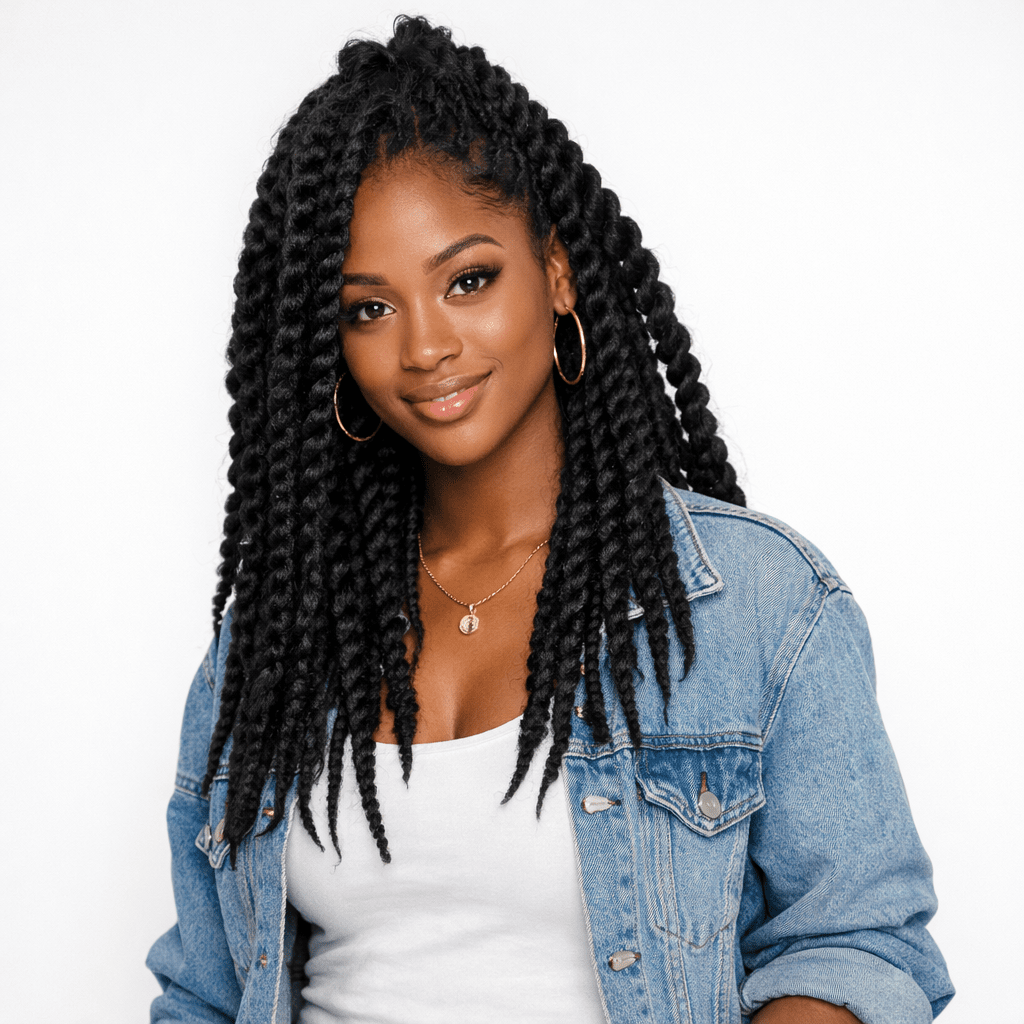 Thick Wavy Black Twists — Senegalese Twists