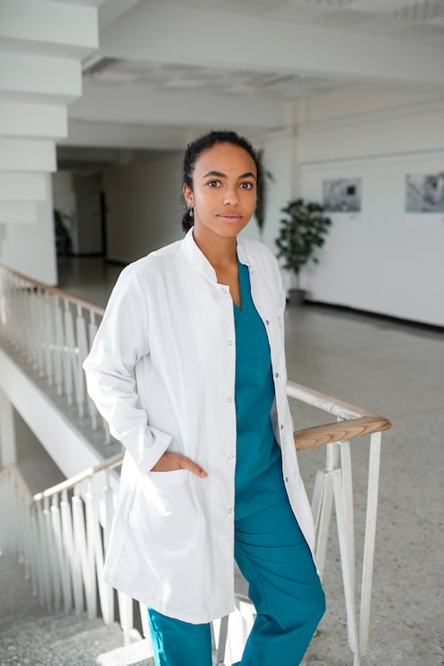 Teal Scrubs and White Lab Coat with Sneakers Teal Scrubs and White Lab Coat with Sneakers — Doctor Outfits Women
